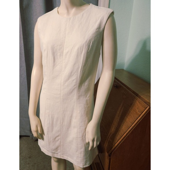Abercrombie & Fitch Linen Blend Mini Shell Dress M Open Back Sheath - Picture 12 of 14